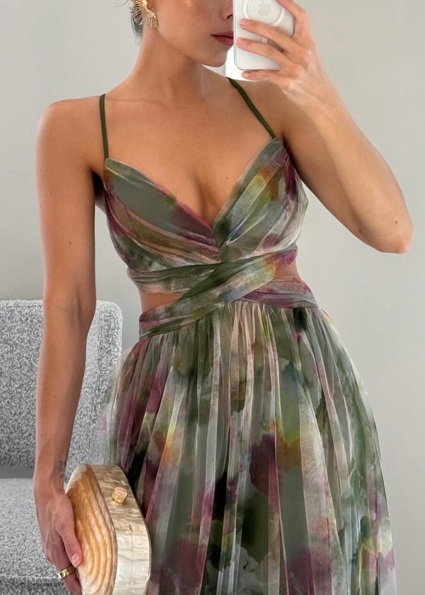 Eloise | Dames Bruiloftsgast Bloemenprint Chiffon Maxi Jurk