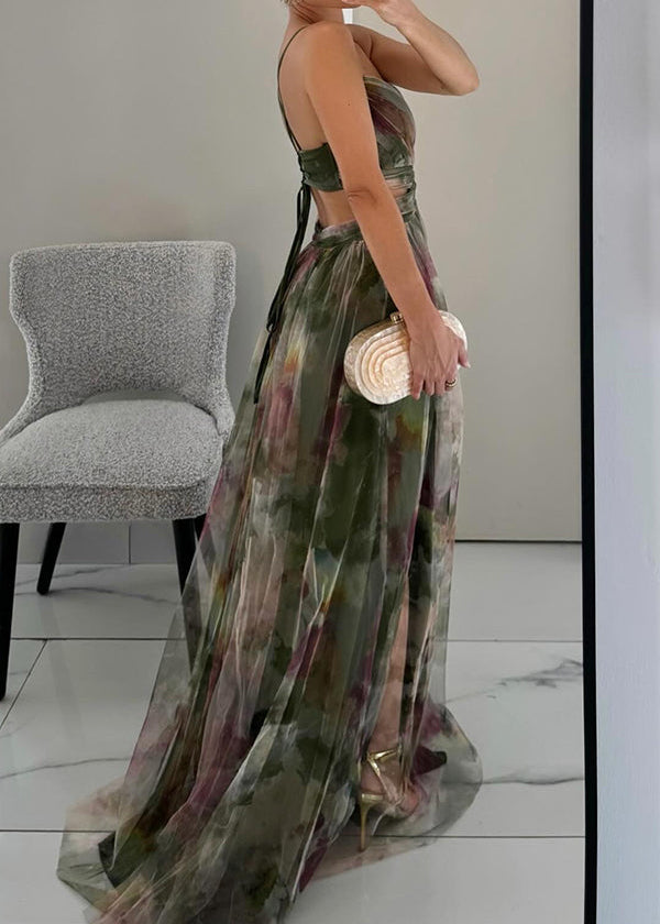 Eloise | Dames Bruiloftsgast Bloemenprint Chiffon Maxi Jurk