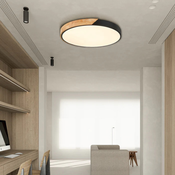 Lunvik | Scandinavische LED Plafondlamp met Houtaccent