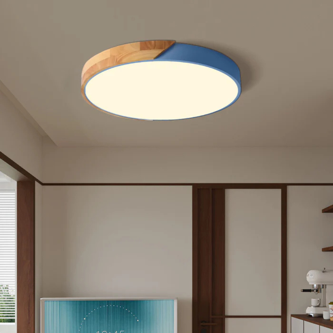 Lunvik | Scandinavische LED Plafondlamp met Houtaccent