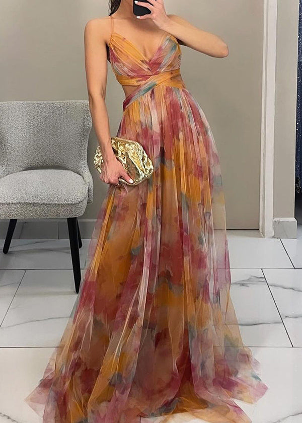 Eloise | Dames Bruiloftsgast Bloemenprint Chiffon Maxi Jurk