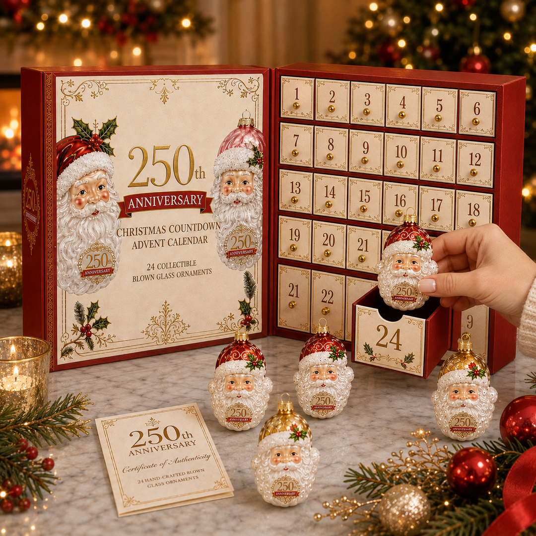 Noëlla | Magische Kerstman Adventskalender met 24 Glazen Kersthangers