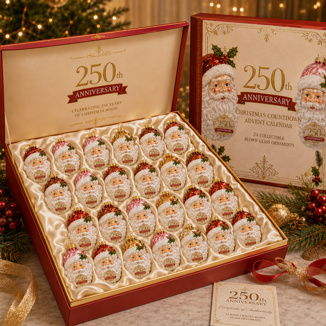 Noëlla | Magische Kerstman Adventskalender met 24 Glazen Kersthangers