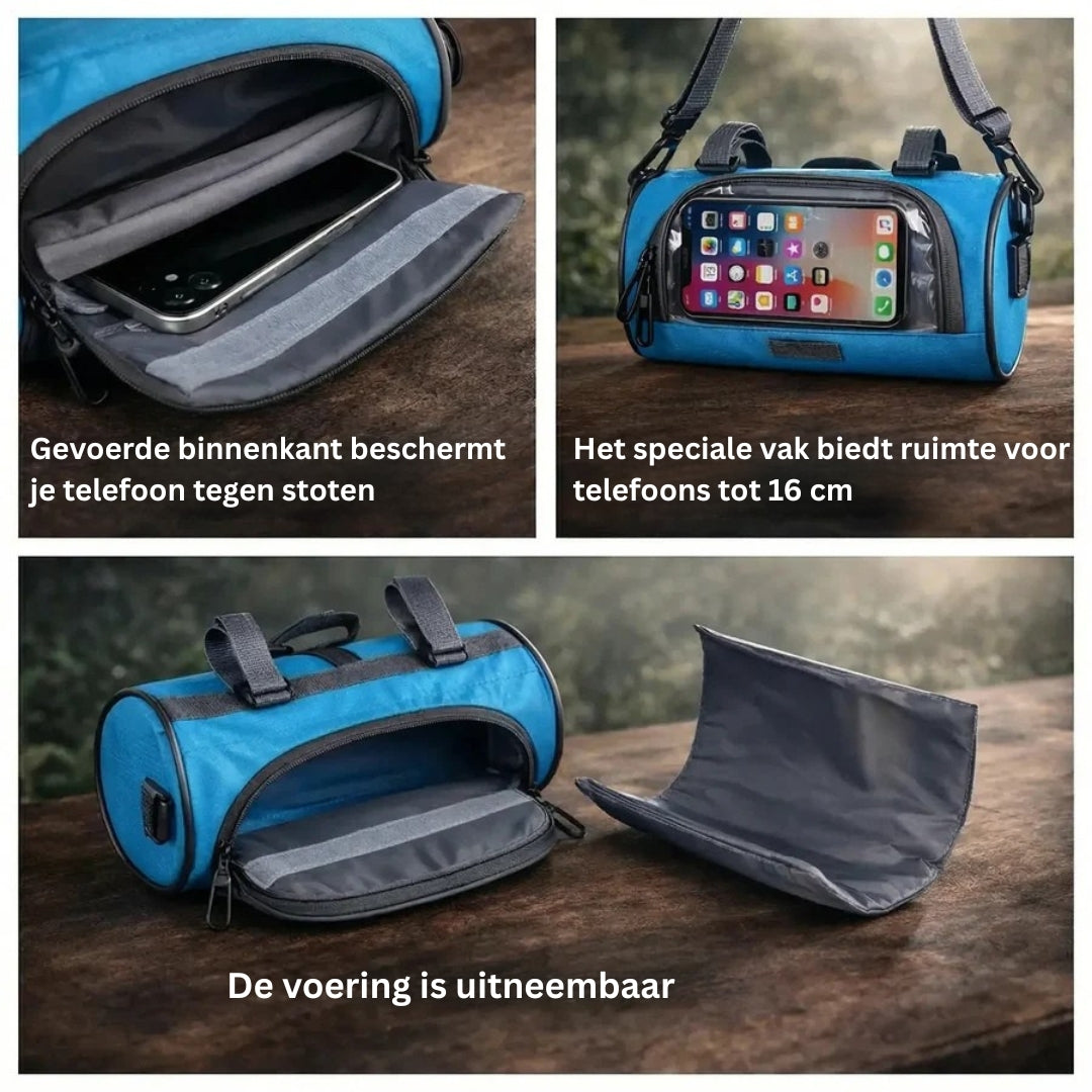 Fietsvia | Spatwaterdichte Stuurtas met Touchscreen Telefoonvak