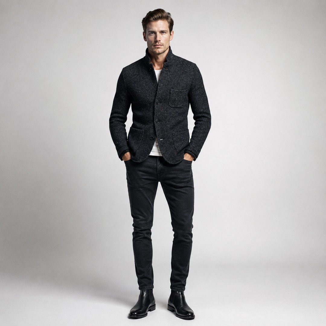 Huub | Wollen vest met enkele rij knopen