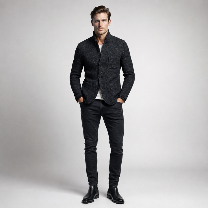 Huub | Wollen vest met enkele rij knopen