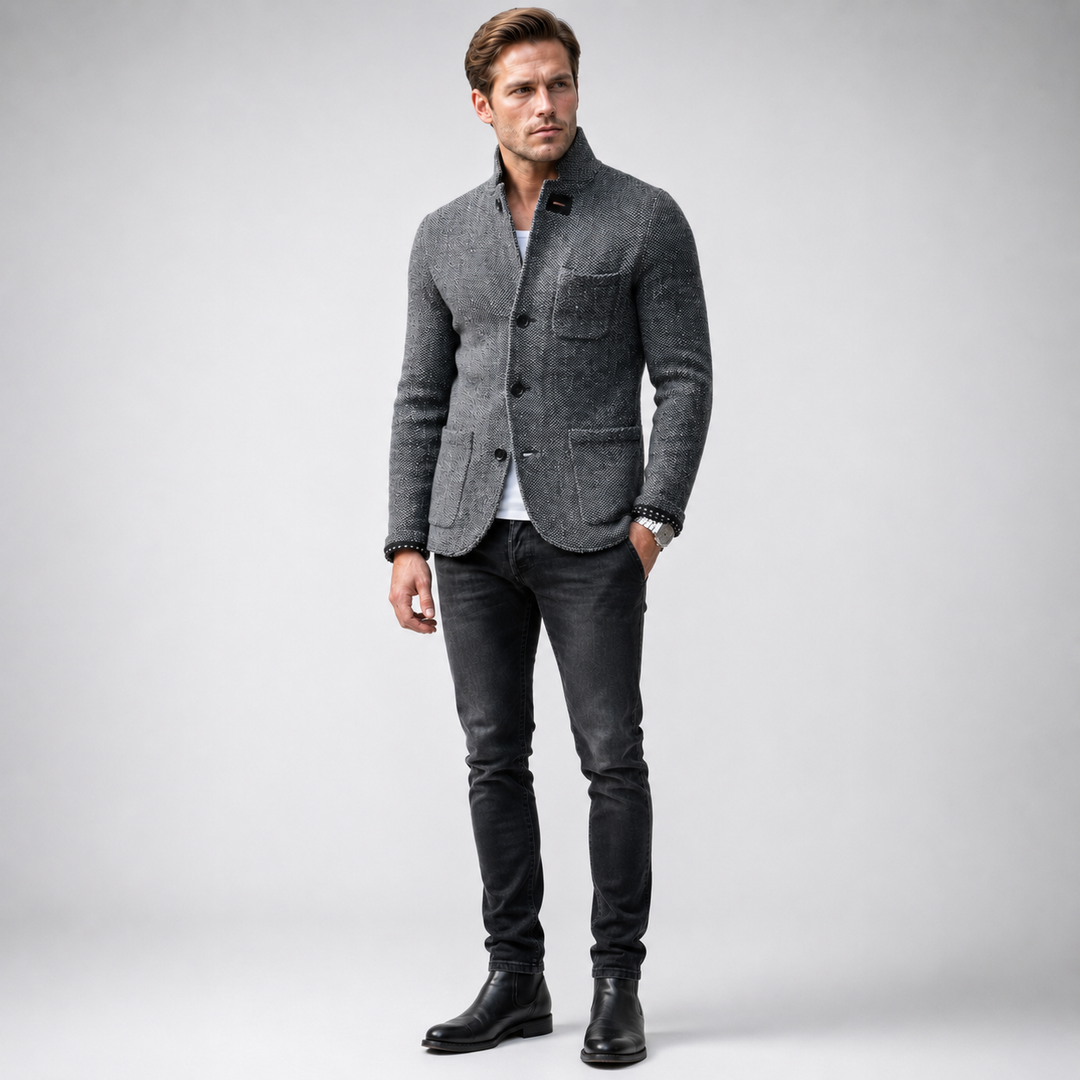 Huub | Wollen vest met enkele rij knopen