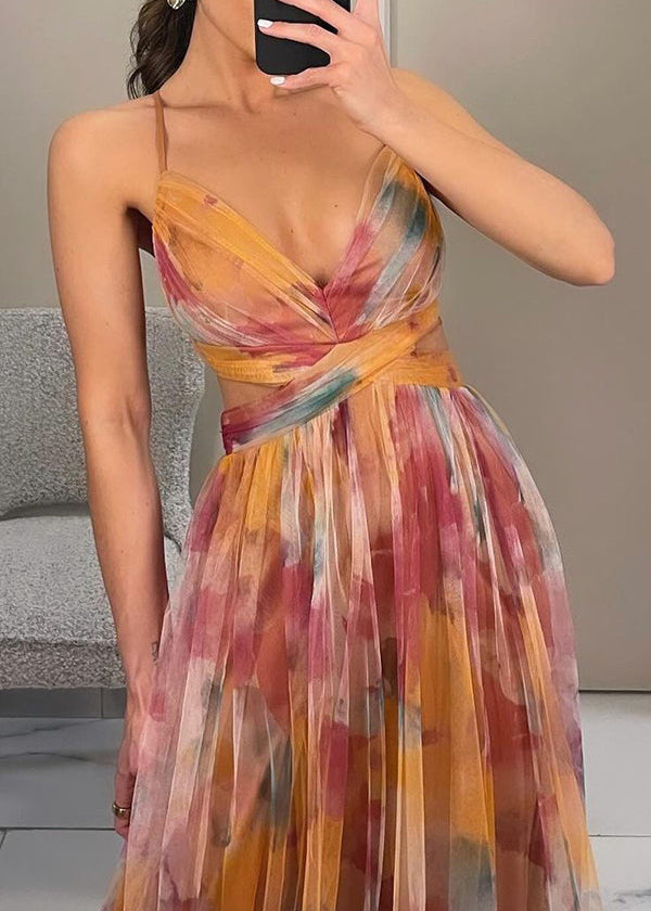 Eloise | Dames Bruiloftsgast Bloemenprint Chiffon Maxi Jurk