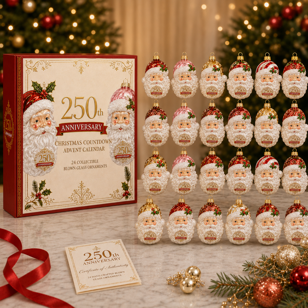 Noëlla | Magische Kerstman Adventskalender met 24 Glazen Kersthangers