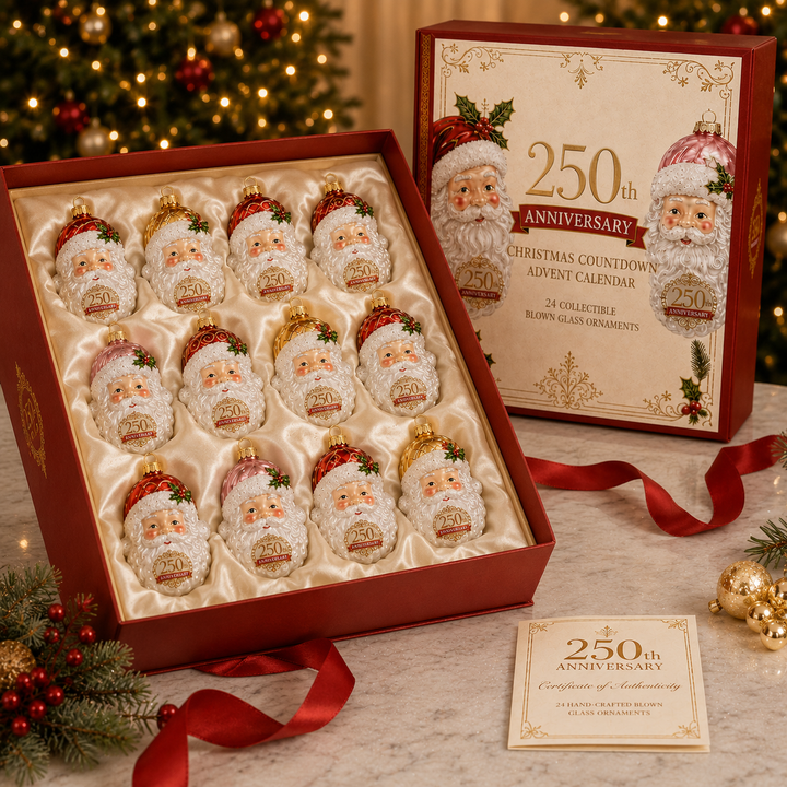 Noëlla | Magische Kerstman Adventskalender met 24 Glazen Kersthangers