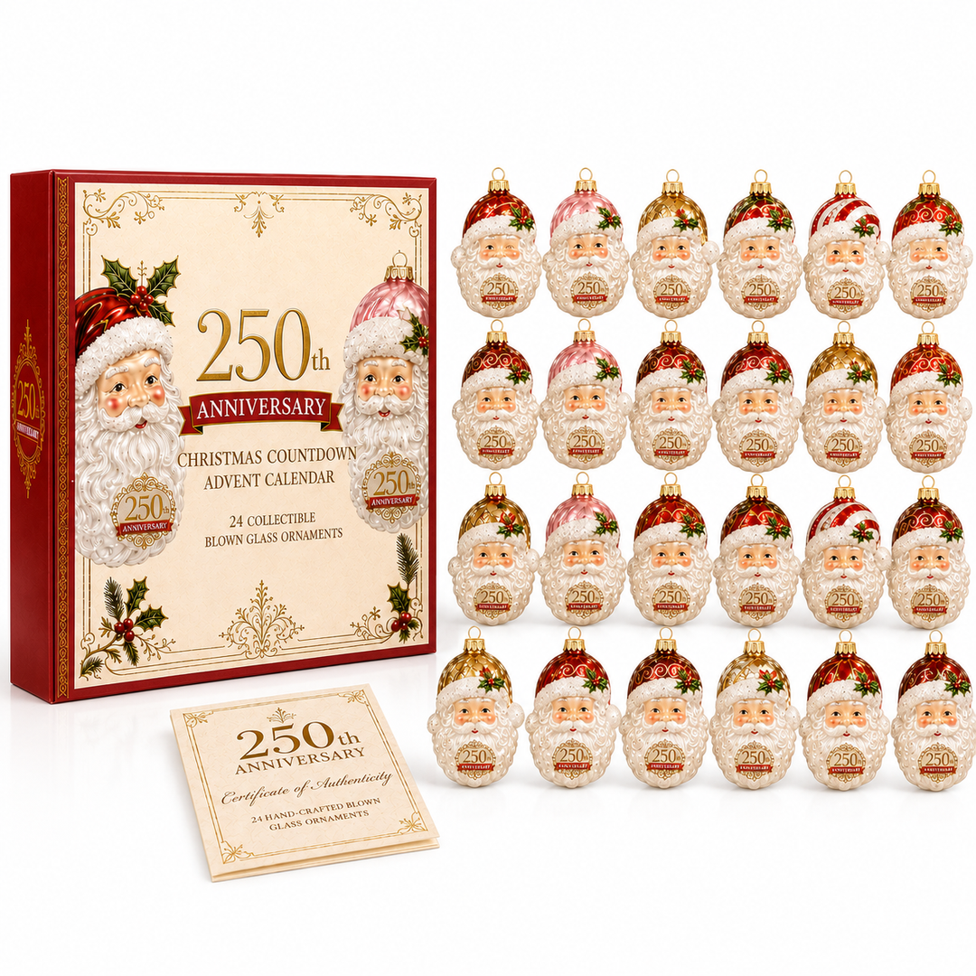 Noëlla | Magische Kerstman Adventskalender met 24 Glazen Kersthangers