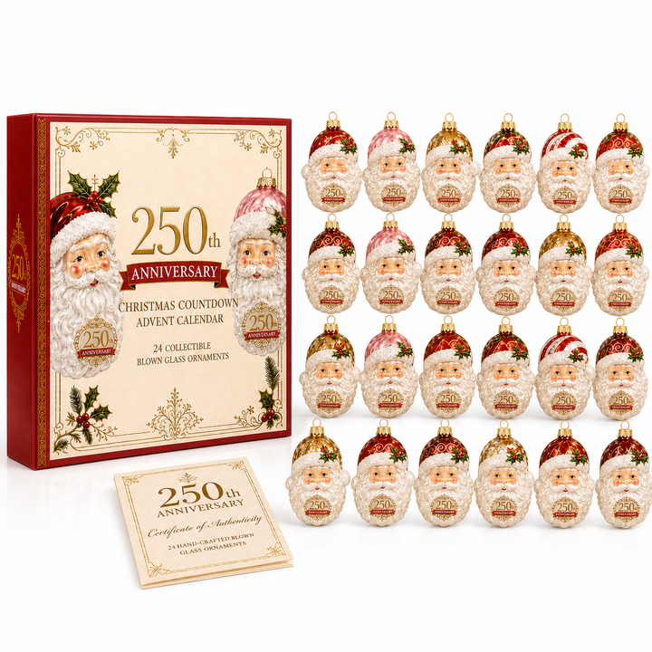 Noëlla | Magische Kerstman Adventskalender met 24 Glazen Kersthangers