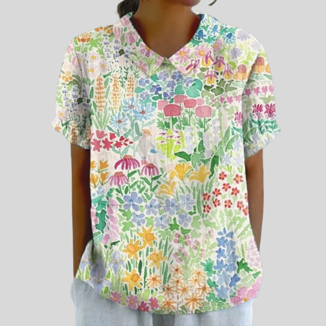 Maaike | Blouse met kraag en tuinprint