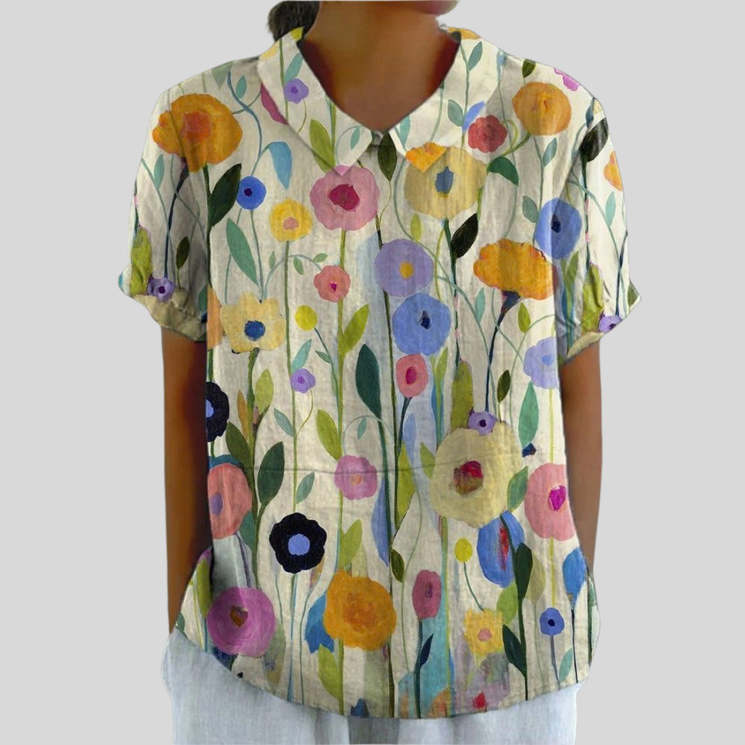 Brecht | Blouse met kraag en tuinprint