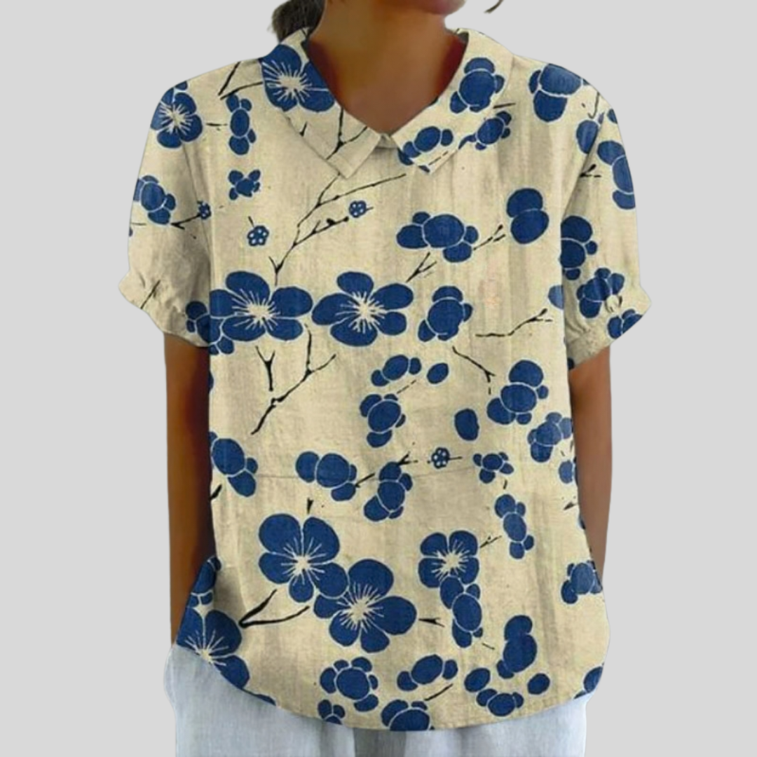 Fia | Blouse met bloemenprint en kraag