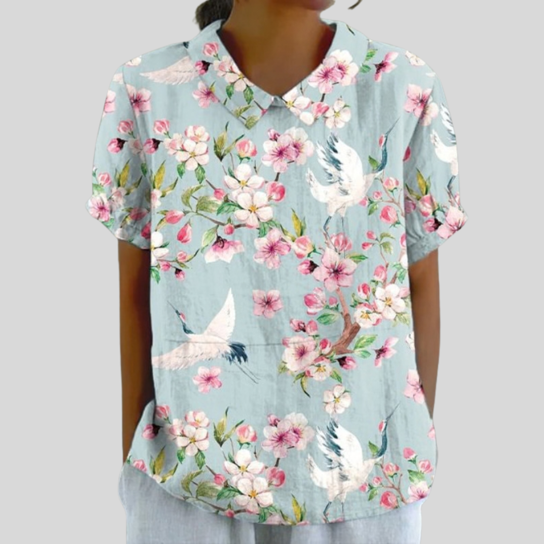 Diewertje | Blouse met bloemenprint en kraag