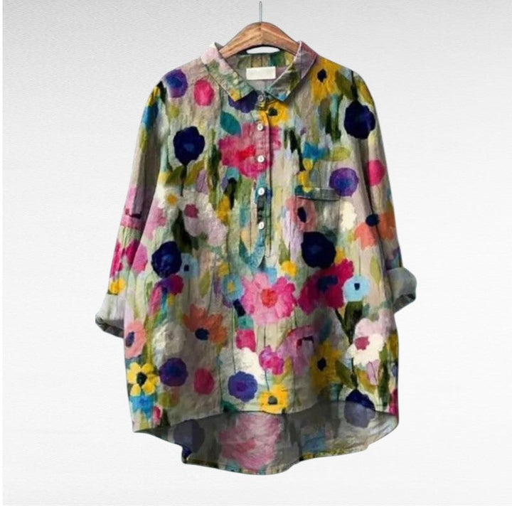 Danique | Blouse met schilderachtig bloemenmotief