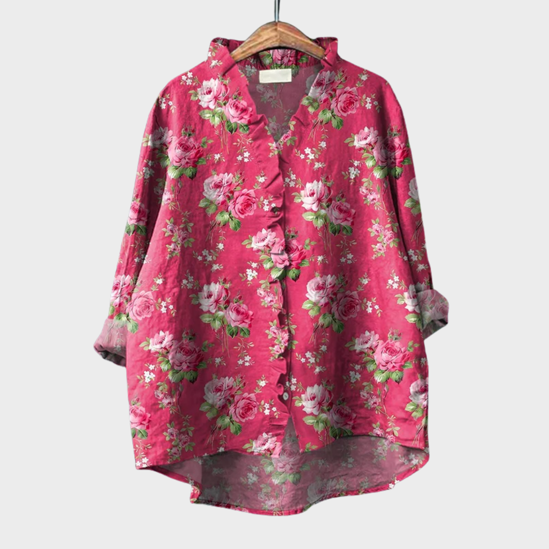 Bente | Bloemenblouse met ruches