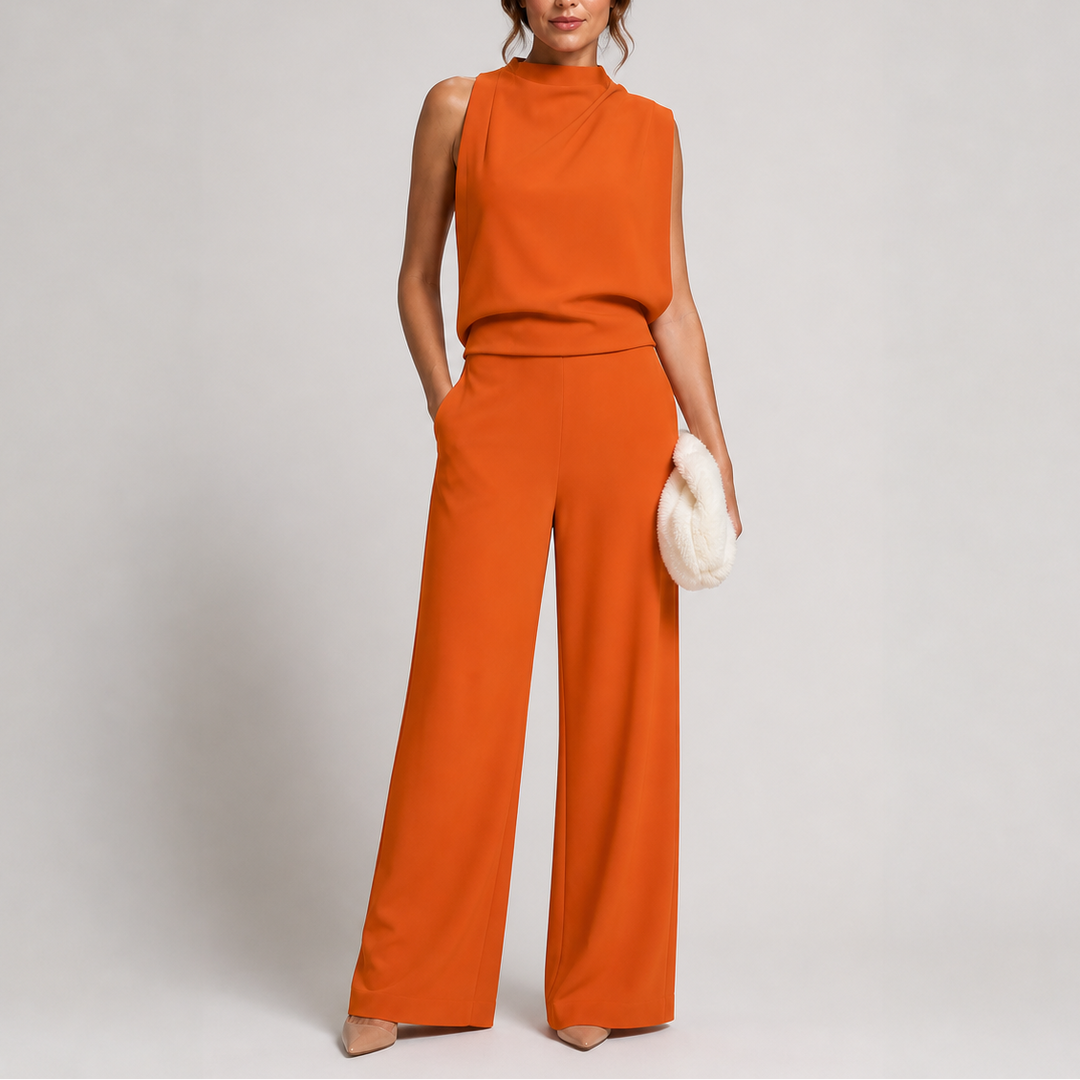Vera | Mouwloze Jumpsuit met Wijde Pijpen