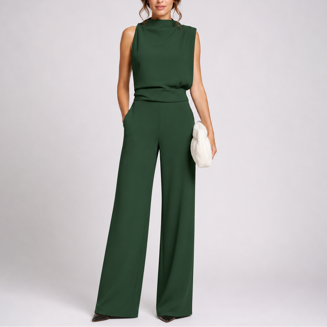 Vera | Mouwloze Jumpsuit met Wijde Pijpen