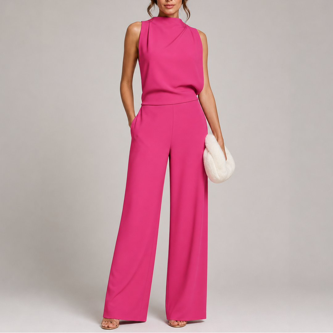 Vera | Mouwloze Jumpsuit met Wijde Pijpen